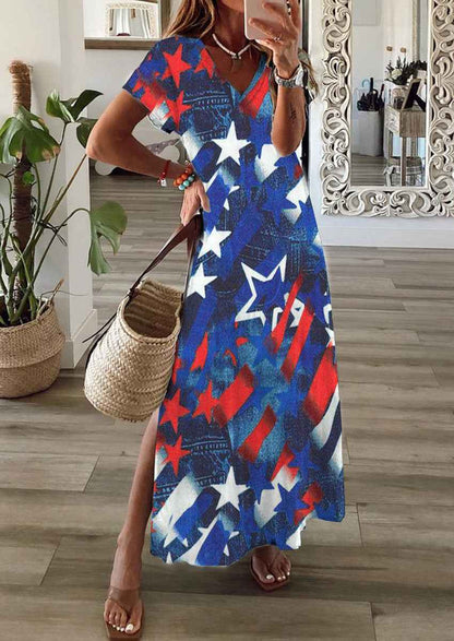 Women’s Elegant 3D Print Summer Dress – Split Hem Mid-Length Fashion Dress