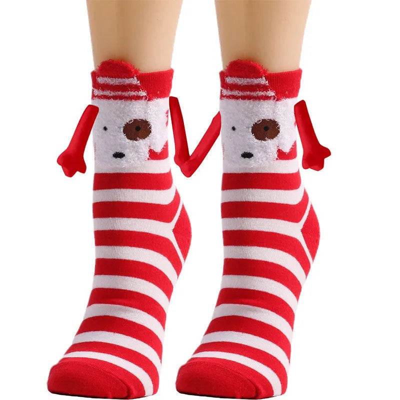 Hand Holding Couple Magnetic Handle Christmas Stockings