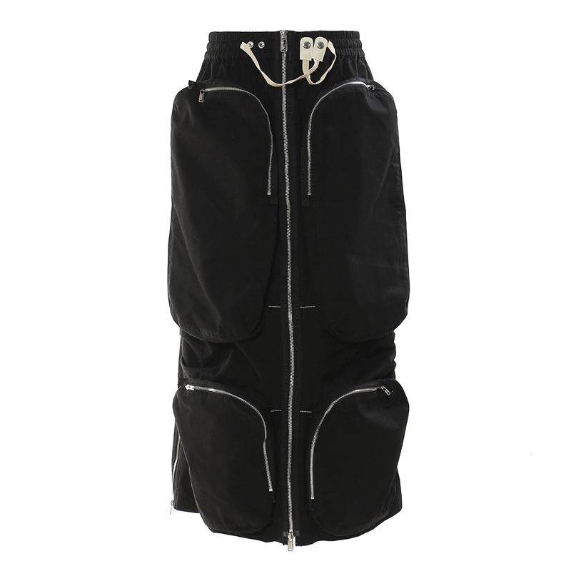 Three-dimensional Camouflage Zipper Pocket Side Slit  pencil Midi Cargo Skirt