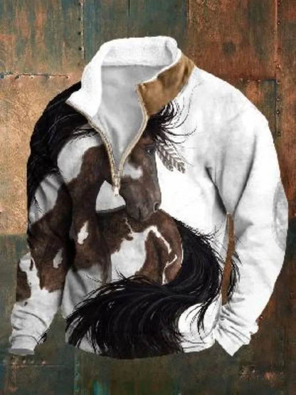 Half Button Up Sweater – Loose Fit Polyester Pullover for All Sizes