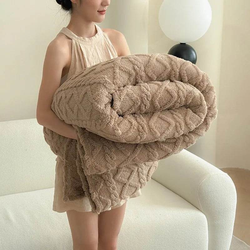 Couverture de canapé en velours double face monocouche, douce pour l'hiver