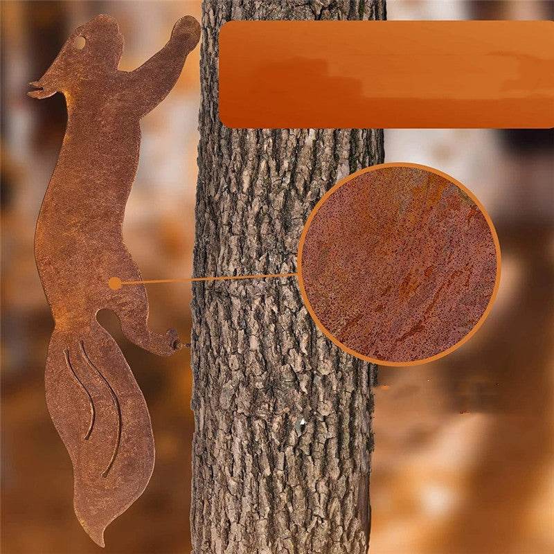 Silhouette d'écureuil rouillé pour la maison, vis à insérer pour artisanat en bois