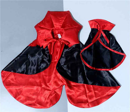 Halloween Dog & Cat Costume – Vampire King Cloak with Spooky Black Design