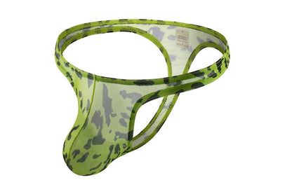 Men's Underwear Leopard Mesh T-back Low Waist thong Briefs