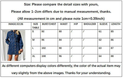 Fashion Casual Button Denim Dress Women