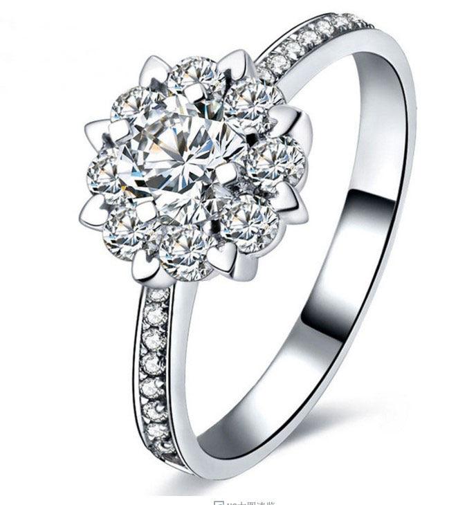 18K Gold Bare Diamond Zircon Engagement And Wedding Ring