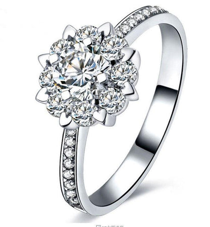 18K Gold Bare Diamond Zircon Engagement And Wedding Ring