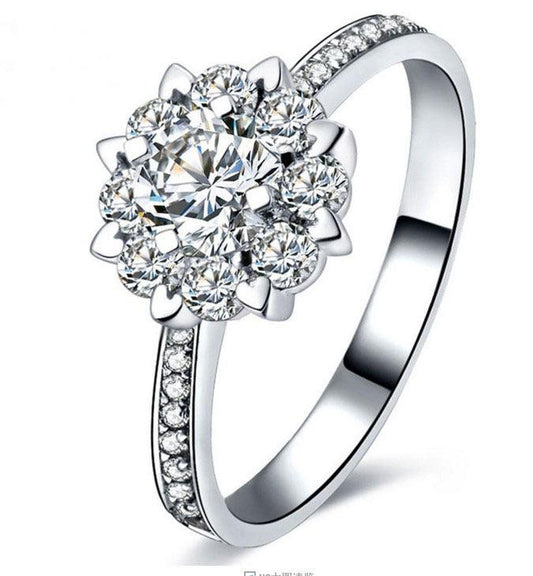 18K Gold Bare Diamond Zircon Engagement And Wedding Ring