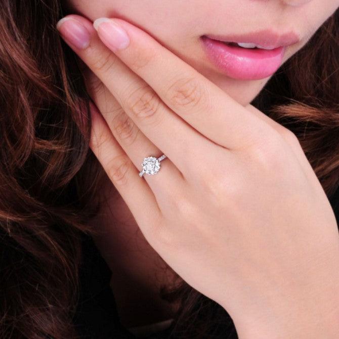 18K Gold Bare Diamond Zircon Engagement And Wedding Ring