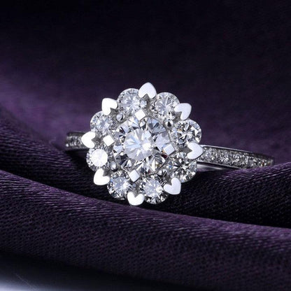 18K Gold Bare Diamond Zircon Engagement And Wedding Ring
