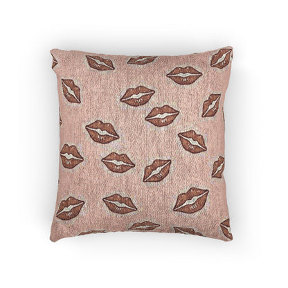 Kiss Pattern Woven Pillow | Lip Print Decorative Pillow