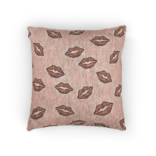 Coussin décoratif tissé motif bisou | Coussin décoratif imprimé lèvres
