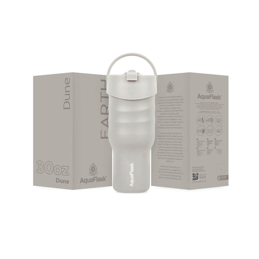 AquaFlask Collection Earth, gobelet isolant en acier inoxydable de 887 ml avec poignée – Chaud 12H / Froid 24H, étanche et durable