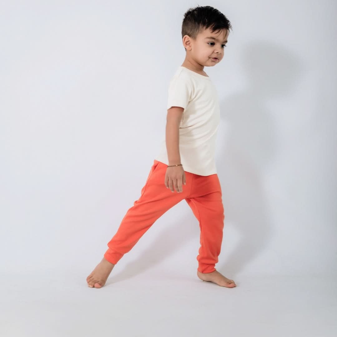 Kids Bamboo Lightweight Joggers | Tangerine Crush