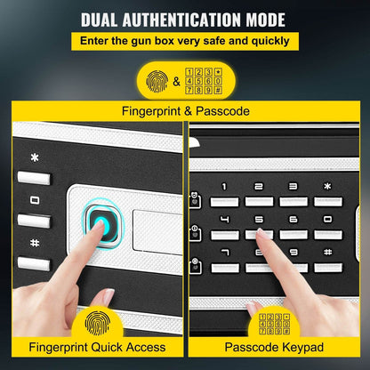 High Security Safe Box, 2.1 CU.FT Fingerprint Safe Box 2 Keys & Digital Keypad, Q235 Steel Safe Box