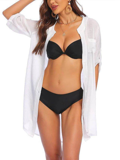 European And American Sun Protection Women Beach Linen Shirt dress
