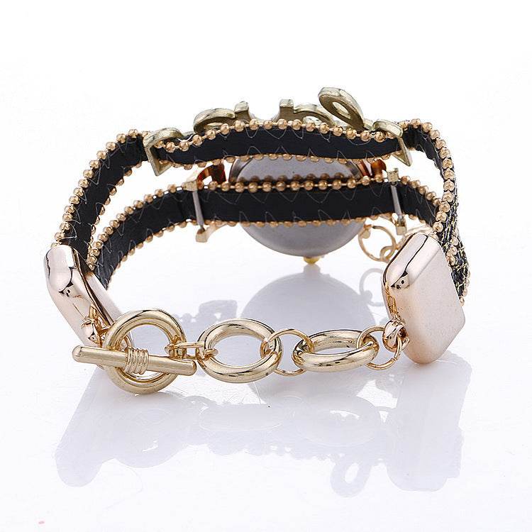 Fashion Women Rhinestone Leather Bracelet watch