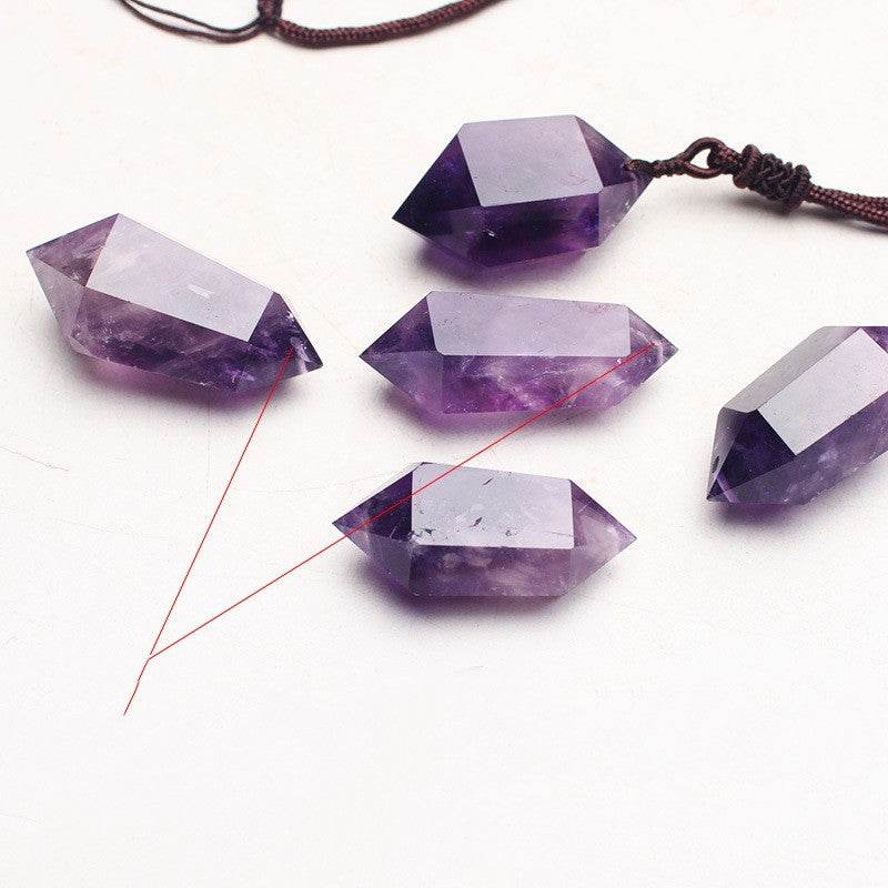 Natural Amethyst Hexagonal Crystal Pendant