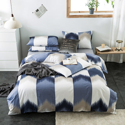 100% Cotton Geometric Bedding Set – Quilted Reactive Print Sheet & Duvet Cover Set