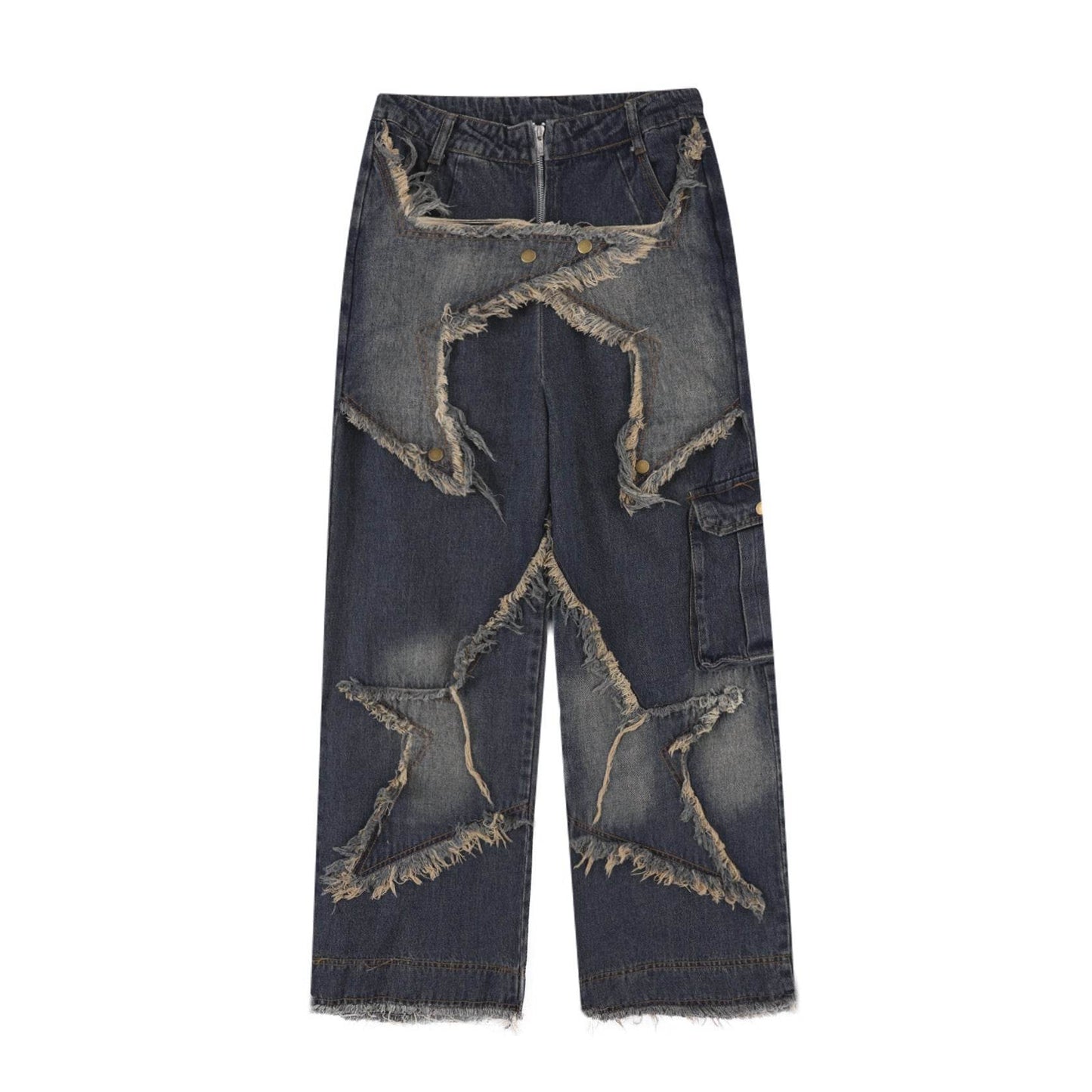 Distressed Denim Pant for women Oversized Streetstyle Patch Cargo Jeans Pant