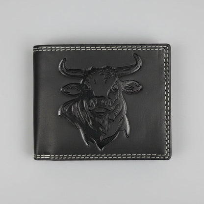 Portefeuille en cuir gaufré de bœuf pour homme