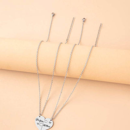 2 PCS mother Daughter Necklace gift idea Puzzle Necklace
