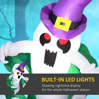 Outsunny 4ft Inflatable Halloween Decoration, Lighted Window Sticker Ghost In Hat, Blow Up Outdoor LED Yard Display, Waterproof