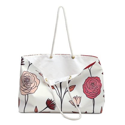 Floral Weekender Bag | Red Blush Hand Drawn Travel Tote | Mom Gift
