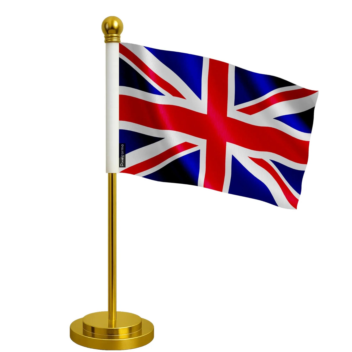 Drapeau De Bureau Du Royaume-Uni – Polyester – Socle Acier Inoxydable