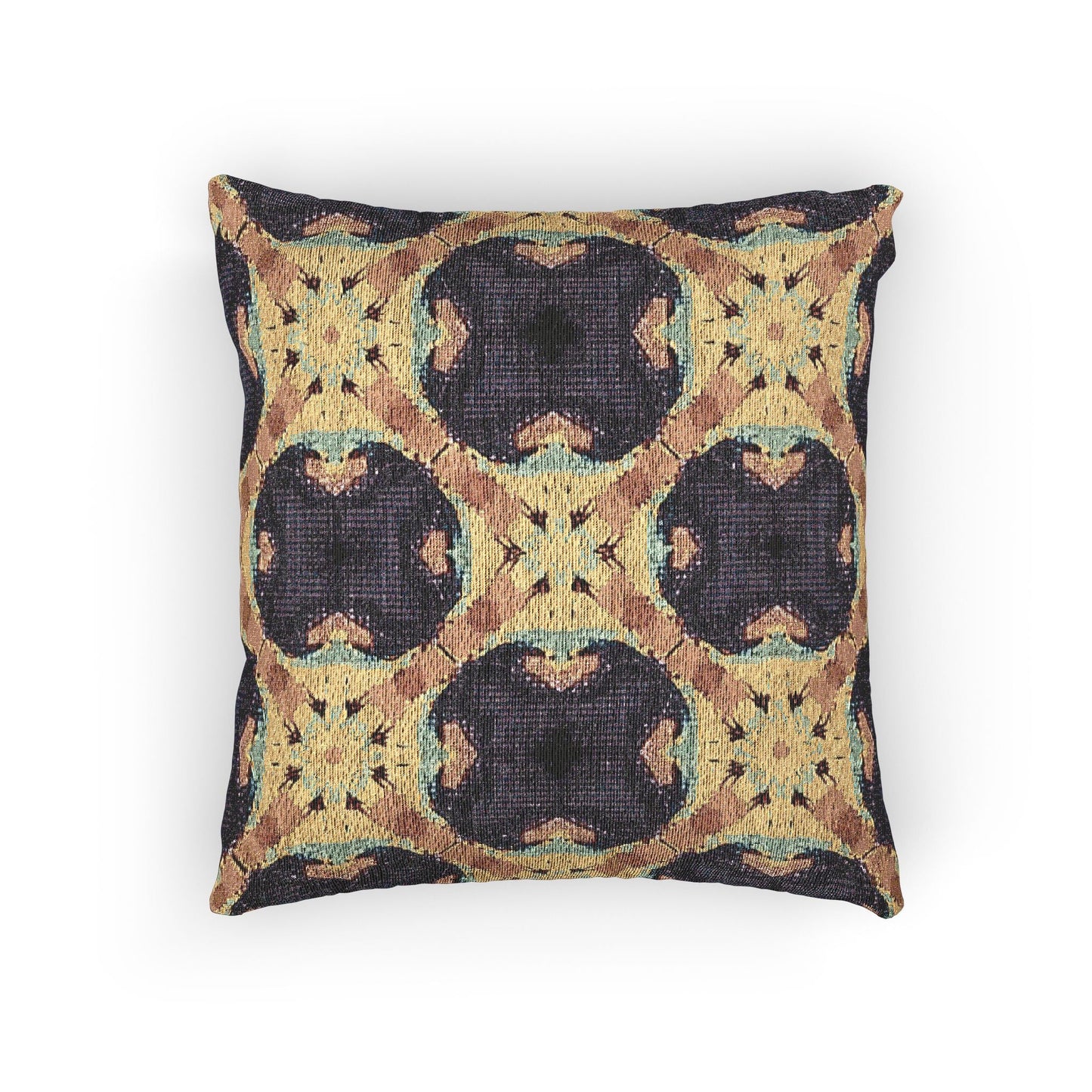 Geometric Mosaic Pattern Woven Pillow | Boho Tile Throw Cushion