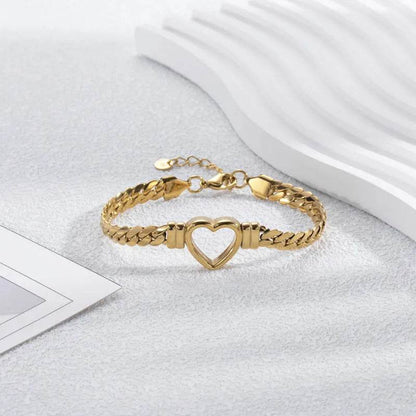 Mode Simple Creux Cœur Acier Titane Bracelet Saint-Valentin cadeau