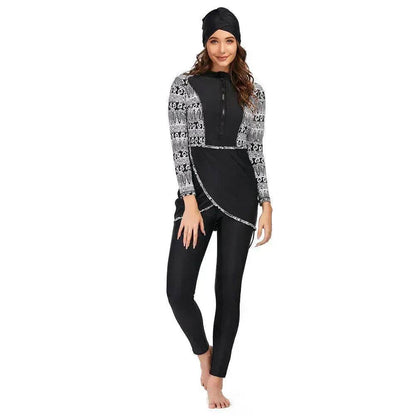 ArabSwimsuit Long-sleeved Trousers Three-piece Set Conservative Sun Protection With Chest Pad