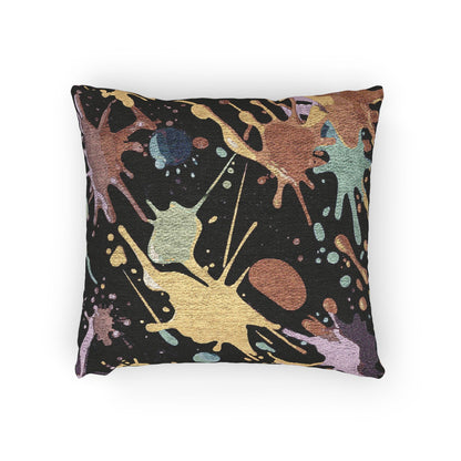 Abstract Paint Splatter Woven Pillow | Colorful Splash Pattern Cushion