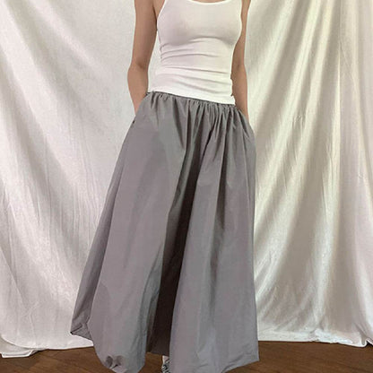 Women's All-match Simple Elegant Gathered Long  Maxi Skirt