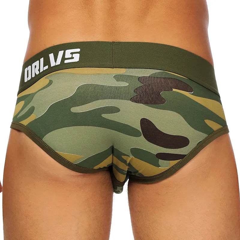 ORLVS Army Camouflage Cotton Pouch Brief underwear pant  for Men