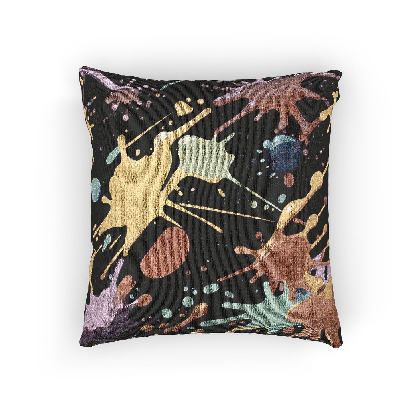 Abstract Paint Splatter Woven Pillow | Colorful Splash Pattern Cushion