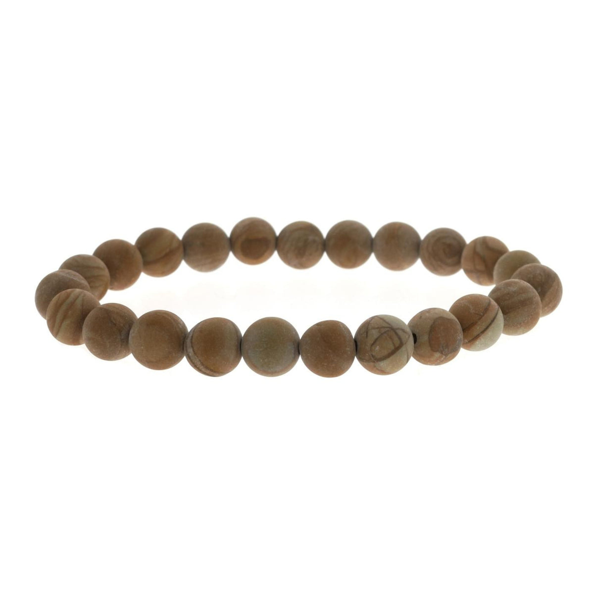 Wood Jasper Matte Round Bracelet - 8mm