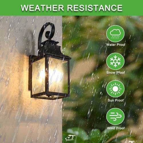 Large Outdoor Glass Wall Light Supports Many Types Of Bulbs -2 Packs