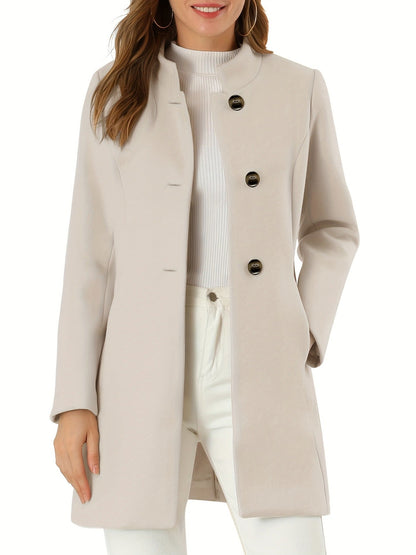 Women’s Solid Color Winter Coat – Casual Warm Long Sleeve Autumn & Winter Jacket