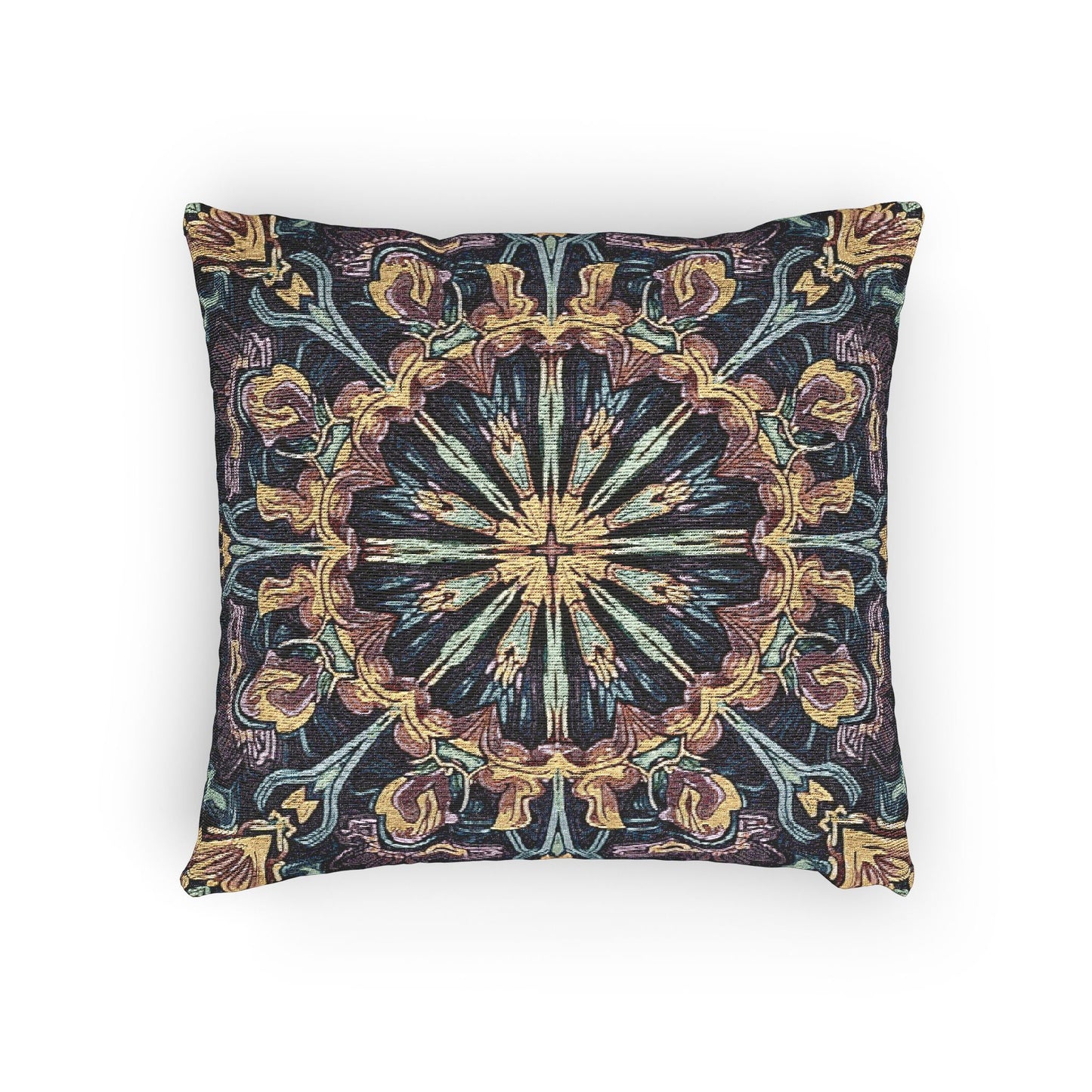 Geometric Mandala Woven Pillow | Boho Mosaic Throw Cushion