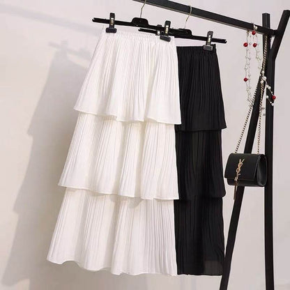 Women's Spring And Summer Chiffon layered Midi maxi Skirt