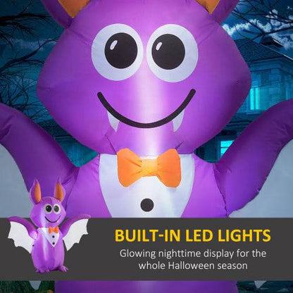 Outsunny 6ft Inflatable Halloween Decoration Bat, Blow Up Outdoor LED Yard Display, Waterproof