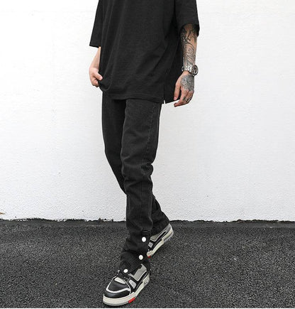 Ankle Snap Denim jeans Pant men straight leg