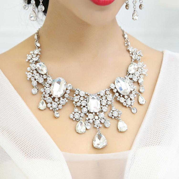 Rhinestone Big Crystal Bridal Sleeve Chain Jewelry Set