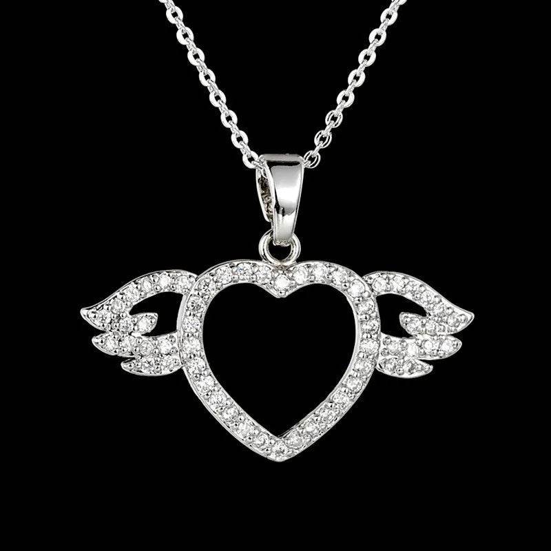 Femmes Mode Ange amour pendentif Collier Or Argent