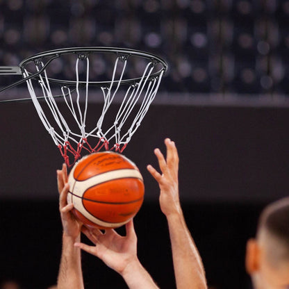 Cercle de basket-ball, panier de basket-ball mural/à accrocher à la porte, remplacement de but de basket-ball robuste Q235 avec filet et double ressort, panier standard de 45 cm pour intérieur et extérieur pour enfants et adultes