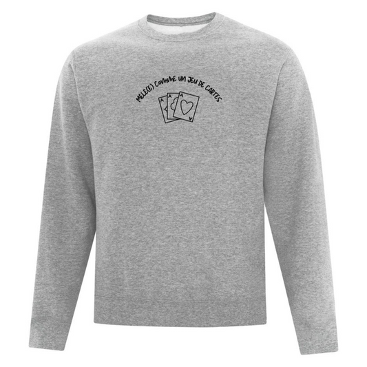 Sweat col rond brodé "Mêlé(e) Comme Un Jeu De Cartes"