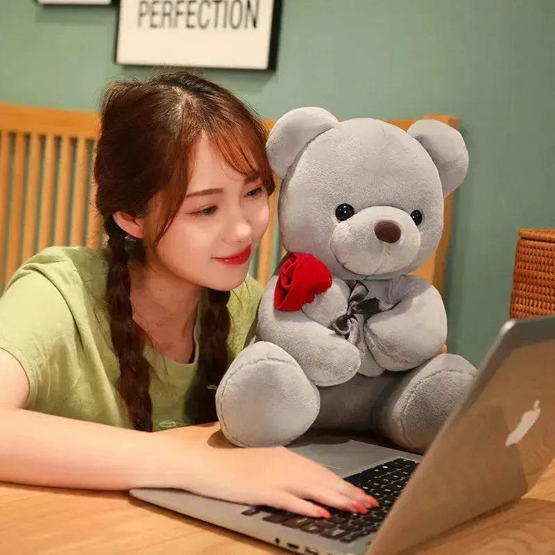 Nouvelles Jolies Roses Câlin Ours en Peluche Animaux Doux Poupées Joli Cadeau d'Anniversaire Petite Amie Saint-Valentin