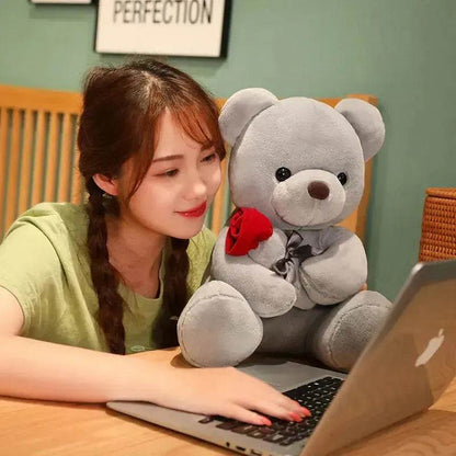 Nouvelles Jolies Roses Câlin Ours en Peluche Animaux Doux Poupées Joli Cadeau d'Anniversaire Petite Amie Saint-Valentin