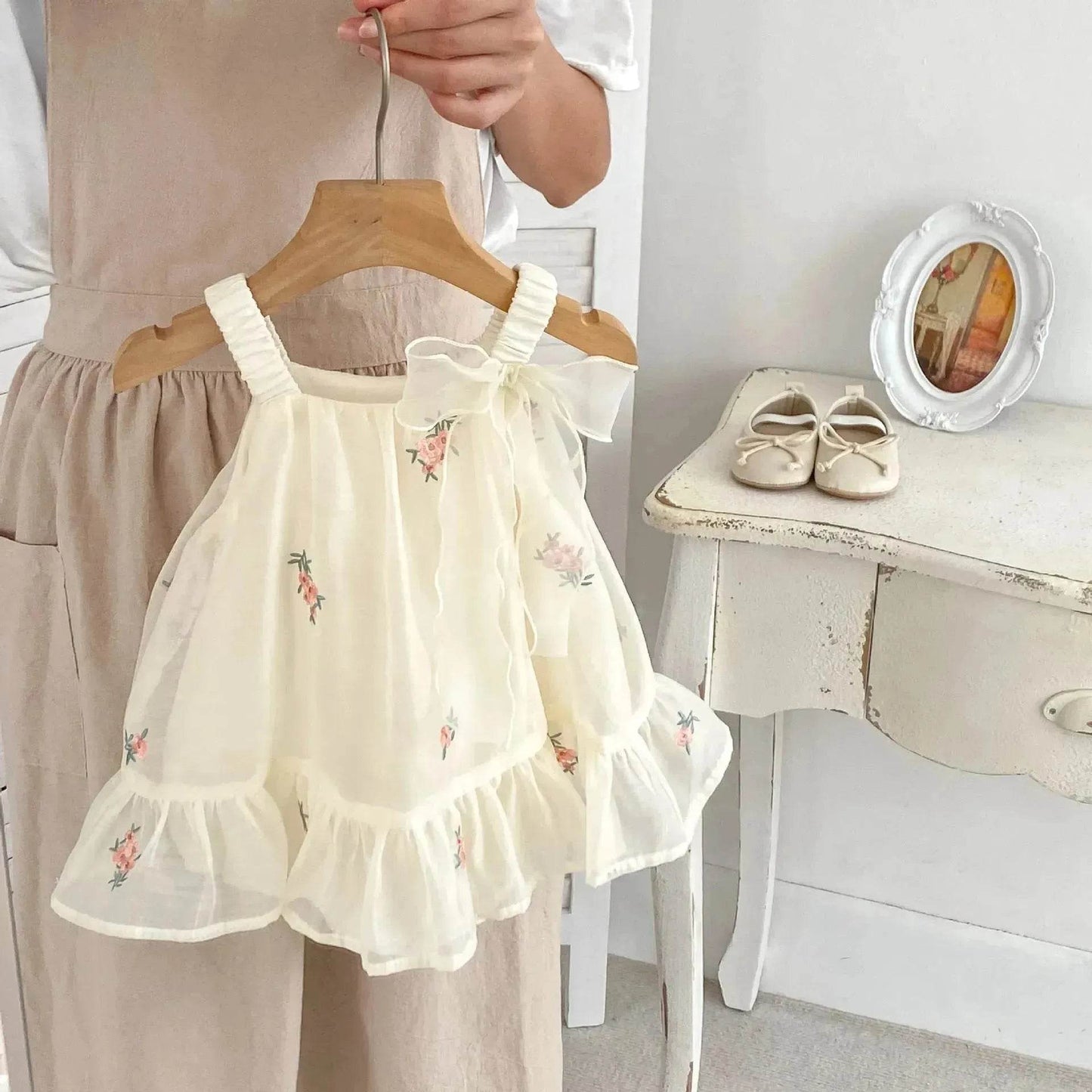 Bébé fille nouveau-née Bloomer en maille brodée avec jupe Robe décontractée pour bébé fille